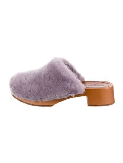 Pre-owned Swedish Hasbeens Leather Mules In Purple