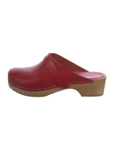 Pre-owned Swedish Hasbeens Leather Mules In Red