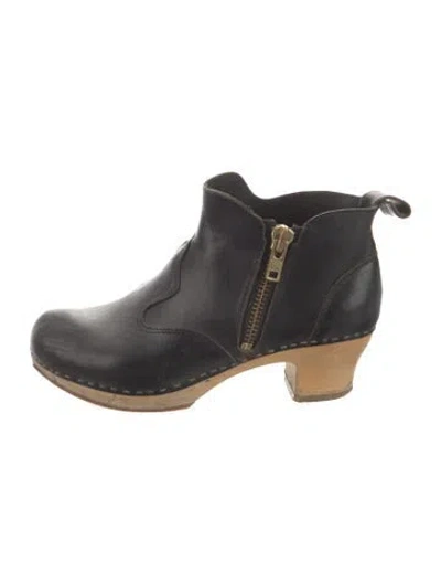 Pre-owned Swedish Hasbeens Leather Rain Boots In Black