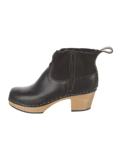 Pre-owned Swedish Hasbeens Leather Rain Boots In Black
