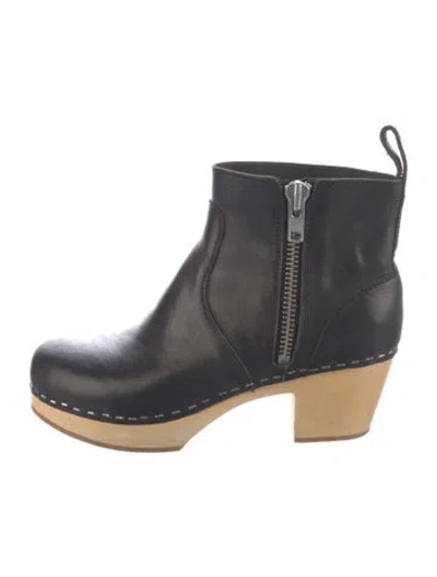 Pre-owned Swedish Hasbeens Leather Rain Boots In Black