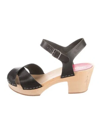 Pre-owned Swedish Hasbeens Leather Sandals In Black
