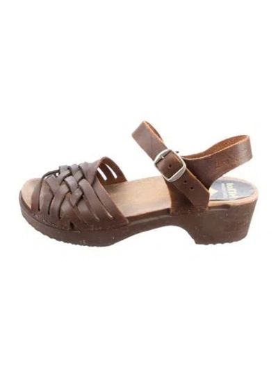 Pre-owned Swedish Hasbeens Leather Sandals In Brown