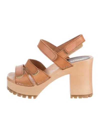 Pre-owned Swedish Hasbeens Leather Sandals In Brown