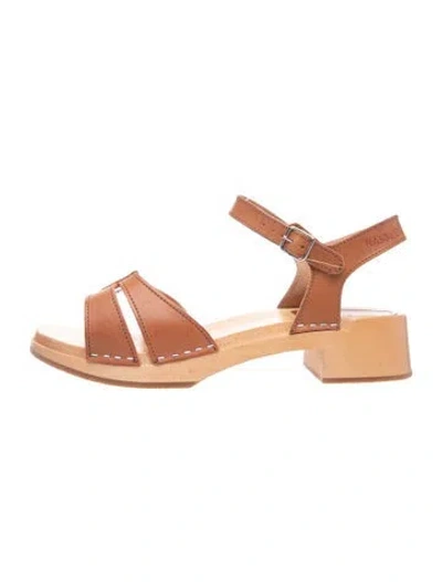 Pre-owned Swedish Hasbeens Leather Sandals In Brown