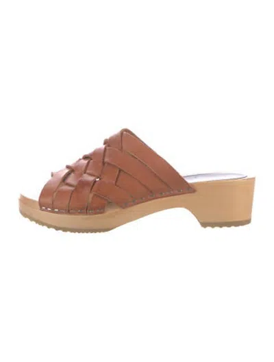 Pre-owned Swedish Hasbeens Leather Sandals In Brown
