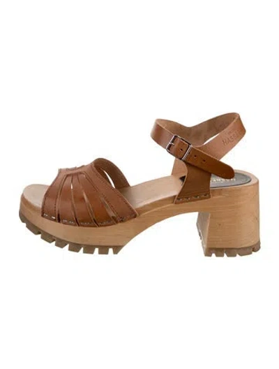 Pre-owned Swedish Hasbeens Leather Sandals In Brown
