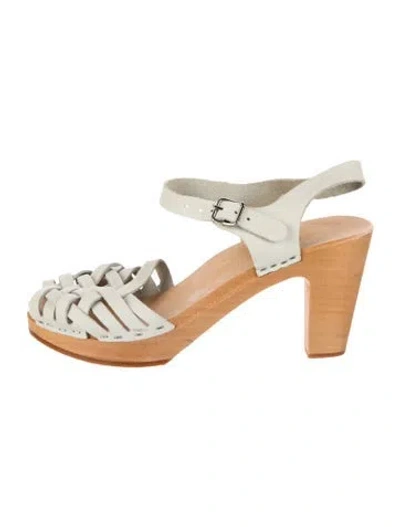 Pre-owned Swedish Hasbeens Leather Sandals In Neutral