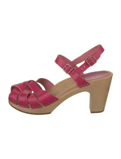 Pre-owned Swedish Hasbeens Leather Sandals In Pink