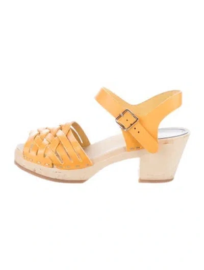 Pre-owned Swedish Hasbeens Leather Sandals In Yellow