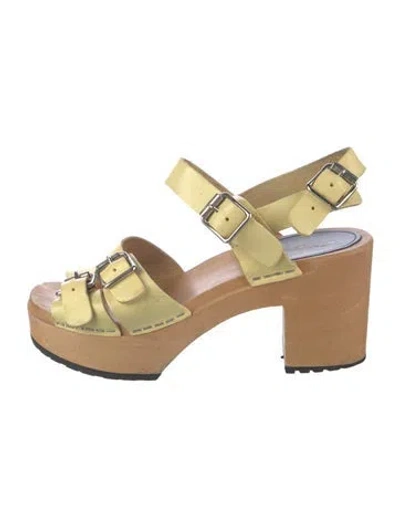 Pre-owned Swedish Hasbeens Leather Sandals In Yellow