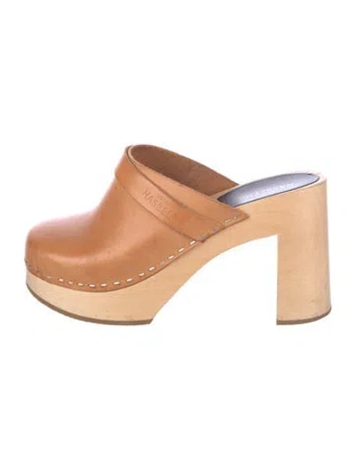 Pre-owned Swedish Hasbeens Leather Slides In Neutral