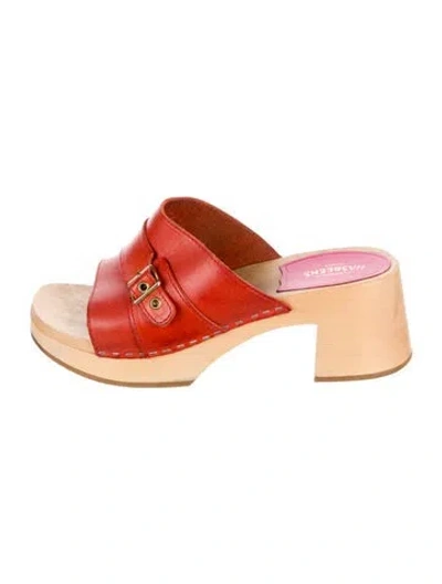 Pre-owned Swedish Hasbeens Leather Slides In Red
