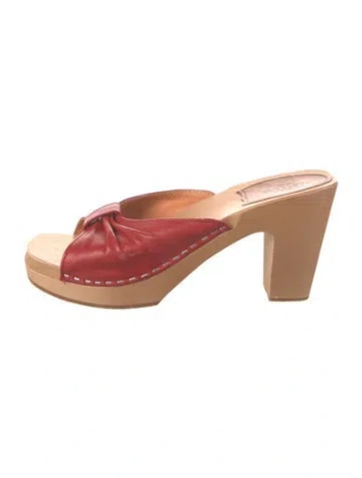 Pre-owned Swedish Hasbeens Leather Slides In Red