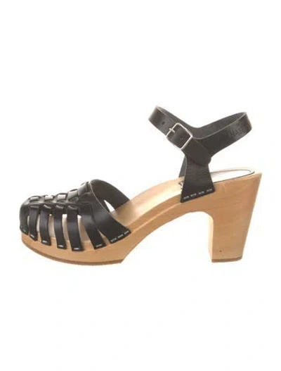 Pre-owned Swedish Hasbeens Leather Slingback Pumps In Black