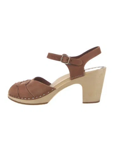 Pre-owned Swedish Hasbeens Leather Slingback Pumps In Brown