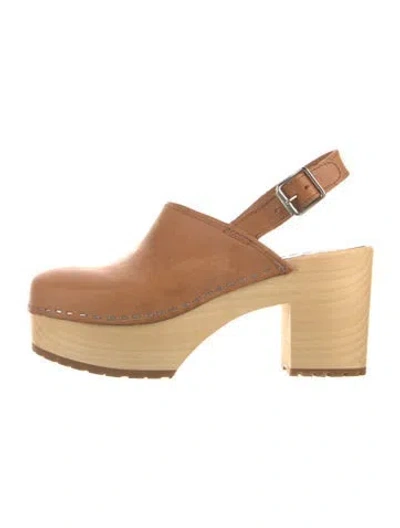 Pre-owned Swedish Hasbeens Leather Slingback Pumps In Brown