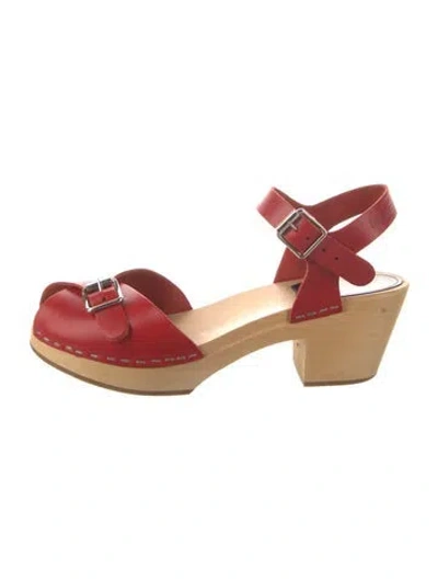 Pre-owned Swedish Hasbeens Leather Slingback Pumps In Red