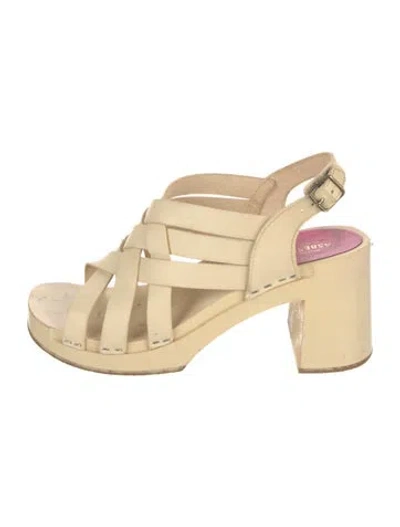 Pre-owned Swedish Hasbeens Leather Slingback Sandals In Neutral