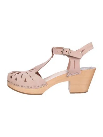 Pre-owned Swedish Hasbeens Leather T-strap Pumps In Pink