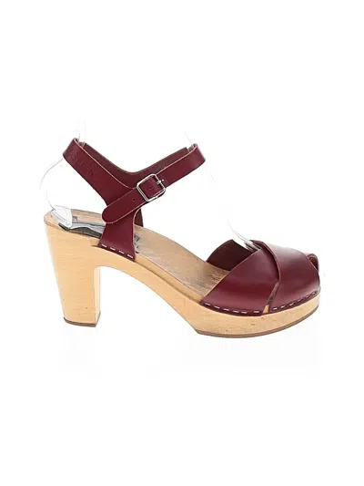 Pre-owned Swedish Hasbeens Sandals In Burgundy