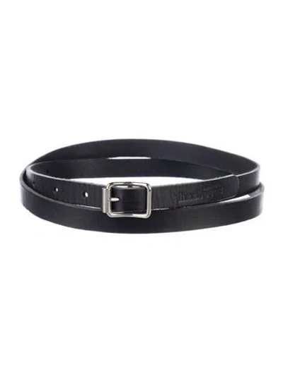 Pre-owned Swedish Hasbeens Skinny Leather Belt In Black