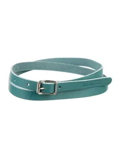 Pre-owned Swedish Hasbeens Skinny Leather Waist Belt In Blue