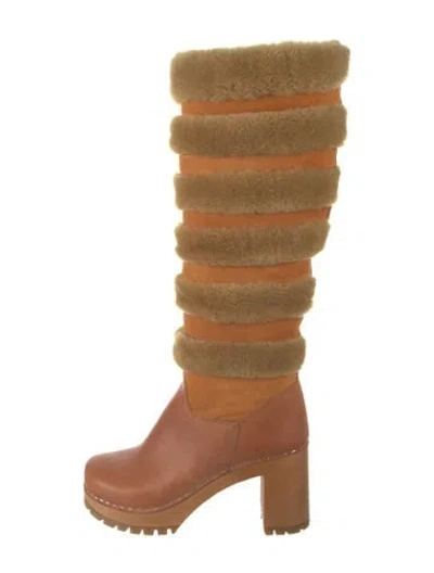 Pre-owned Swedish Hasbeens Suede Boots In Yellow