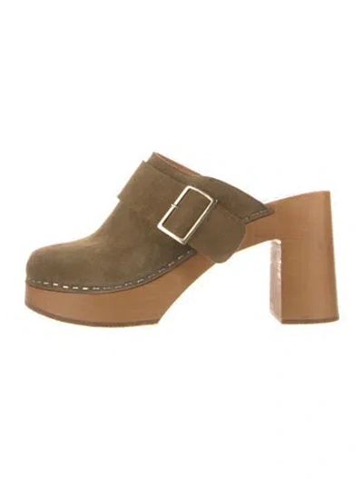 Pre-owned Swedish Hasbeens Suede Mules In Brown/neutrals