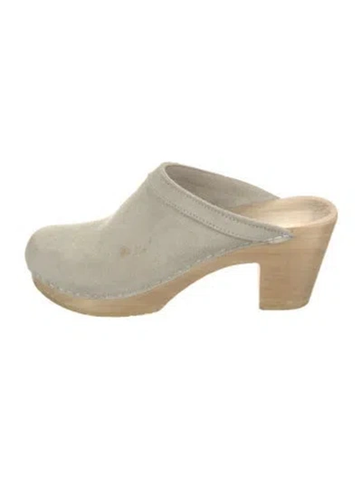Pre-owned Swedish Hasbeens Suede Mules In Neutral