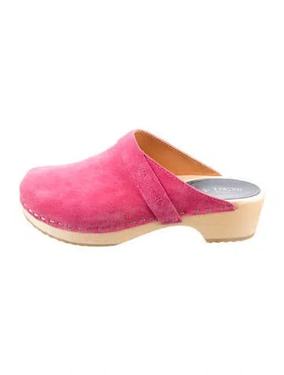 Pre-owned Swedish Hasbeens Suede Mules In Pink