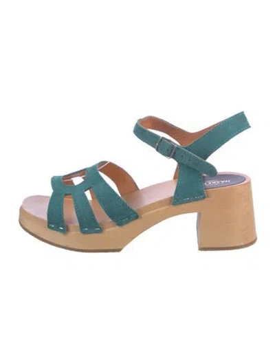 Pre-owned Swedish Hasbeens Suede Sandals In Blue