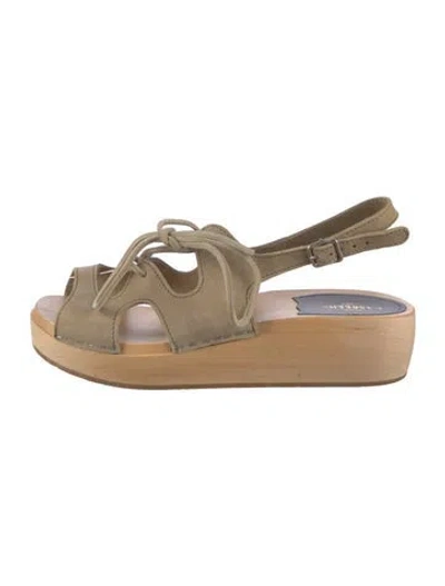 Pre-owned Swedish Hasbeens Suede Sandals In Green