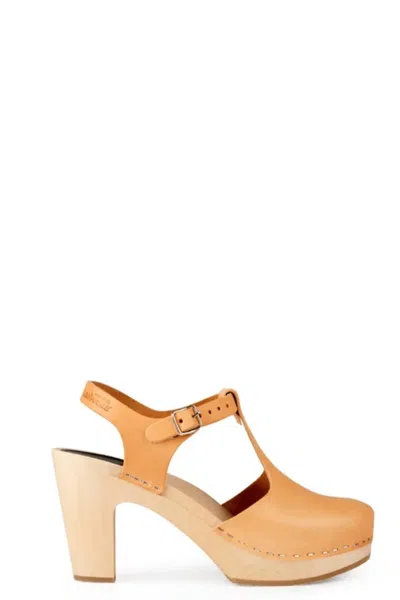 Swedish Hasbeens Women's T-strap Sky High Sandal In Nature In Multi