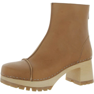 Pre-owned Swedish Hasbeens Womens Stitchy Boot Leather Ankle Boots Shoes Bhfo 9367 In Nature