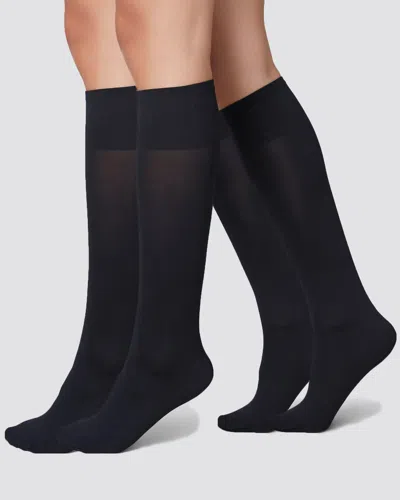 Swedish Stockings 2-pack Ingrid Knee-high In Black