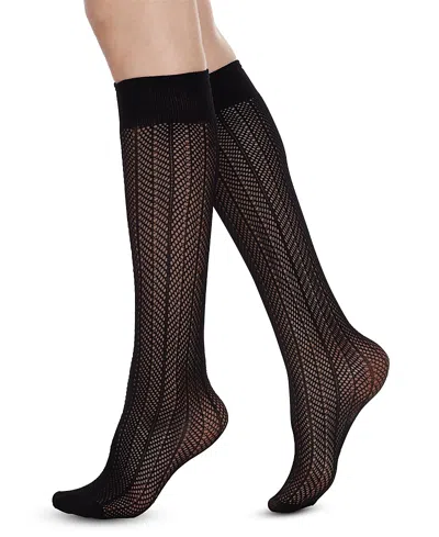 Swedish Stockings 2-pack Astrid Net Knee-highs In Black