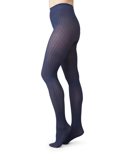 Swedish Stockings Alma Rib Tights In Blue