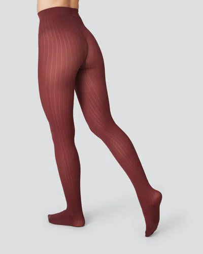 Swedish Stockings Alma Rib Tights In Burgundy