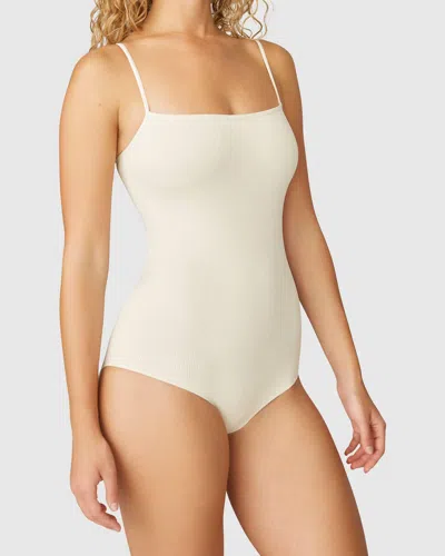 Swedish Stockings Beige Barbro Rib Bodysuit In Ivory