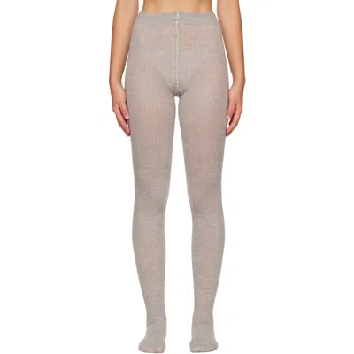 Swedish Stockings Beige Diana Ribbed Wool Tights In Beige Melange