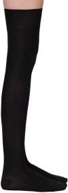 SWEDISH STOCKINGS BLACK ELLA RIB OVER-KNEE SOCKS