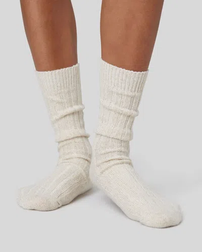 Swedish Stockings Bodil Wool Socks In Ivory/gold