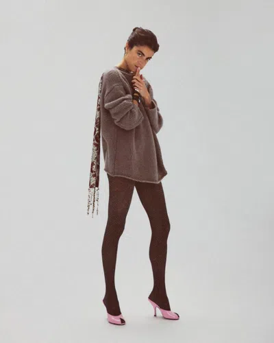 Swedish Stockings Casey Shimmery Fishnet Tights In Brown
