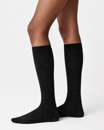 Swedish Stockings Diana Ribbed Wool Knee-highs In Black Melange