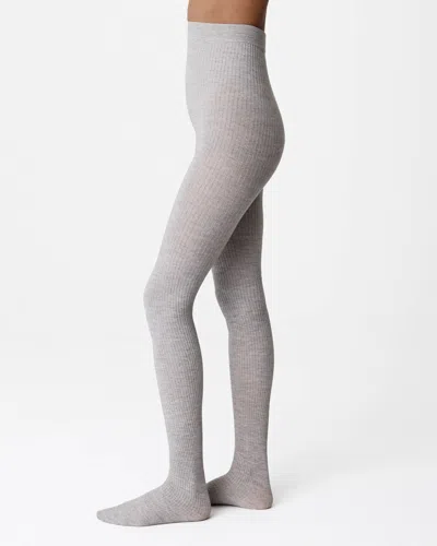 Swedish Stockings Diana Ribbed Wool Tights In Beige Melange