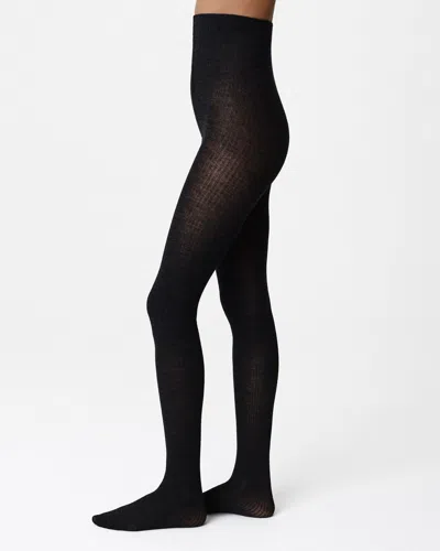 Swedish Stockings Diana Ribbed Wool Tights In Black Melange