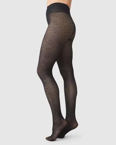 Swedish Stockings Emma Leopard Tights In Black