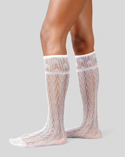 Swedish Stockings Erica Crochet Knee-highs In White