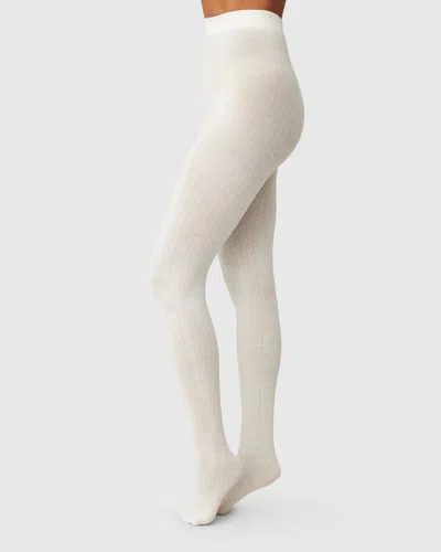 Swedish Stockings Freja Ribbed Wool Tights In White